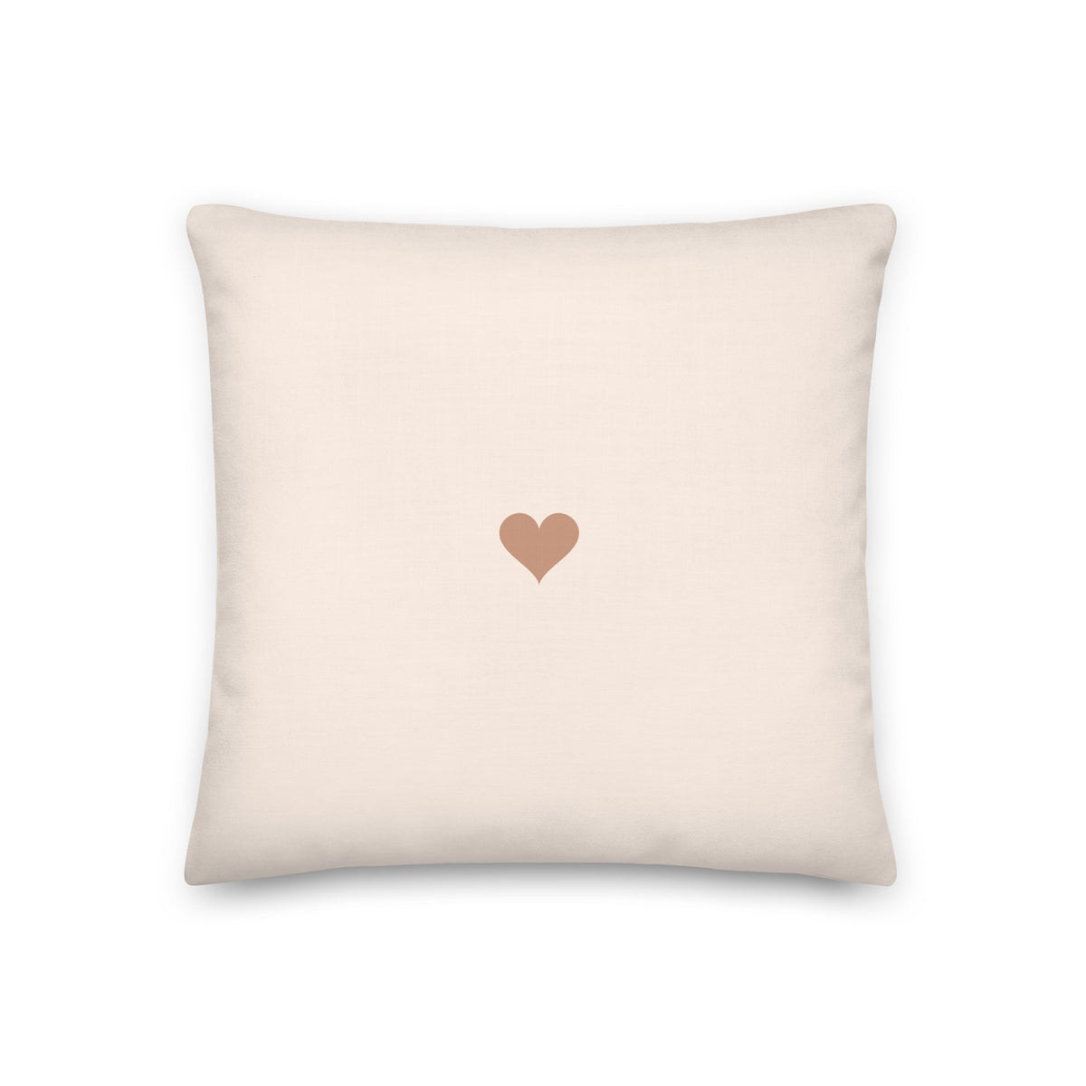 Social Battery Pillow, back: a small terracotta heart on cream