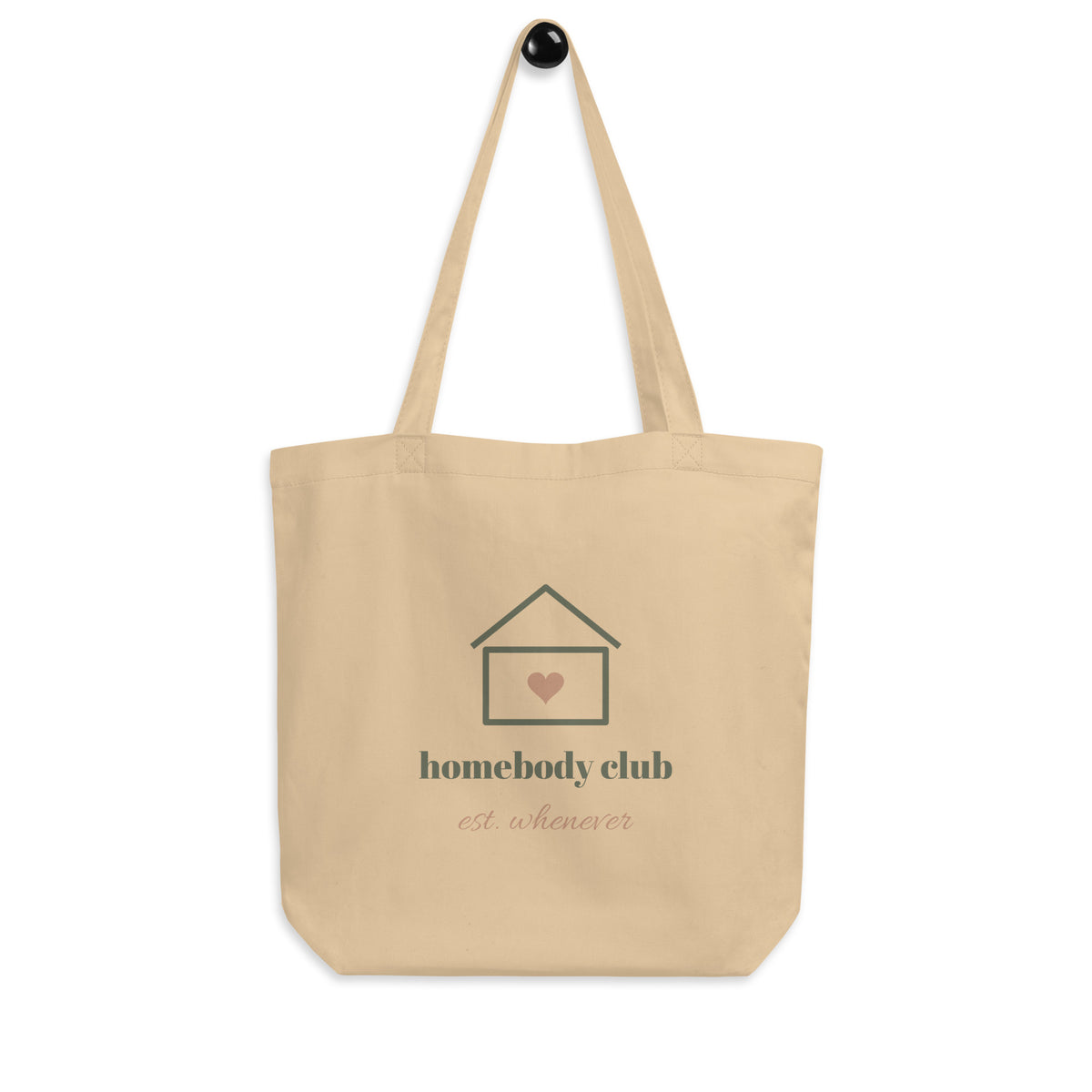 Homebody Club Tote in natural oyster, front view, hanging flat
