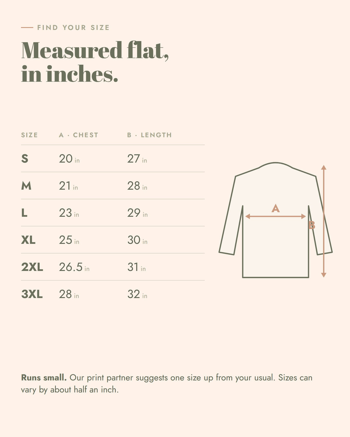 Emotional Support Human Hoodie, size guide, chest width and length laid flat