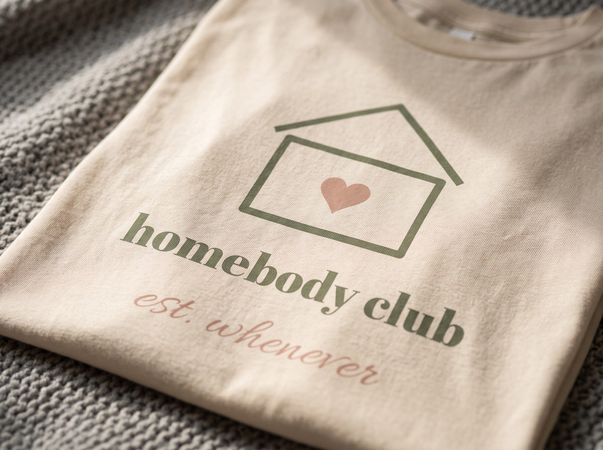 Homebody Club Tee, the print up close