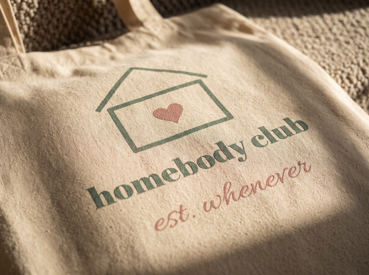 Homebody Club Tote, the print up close