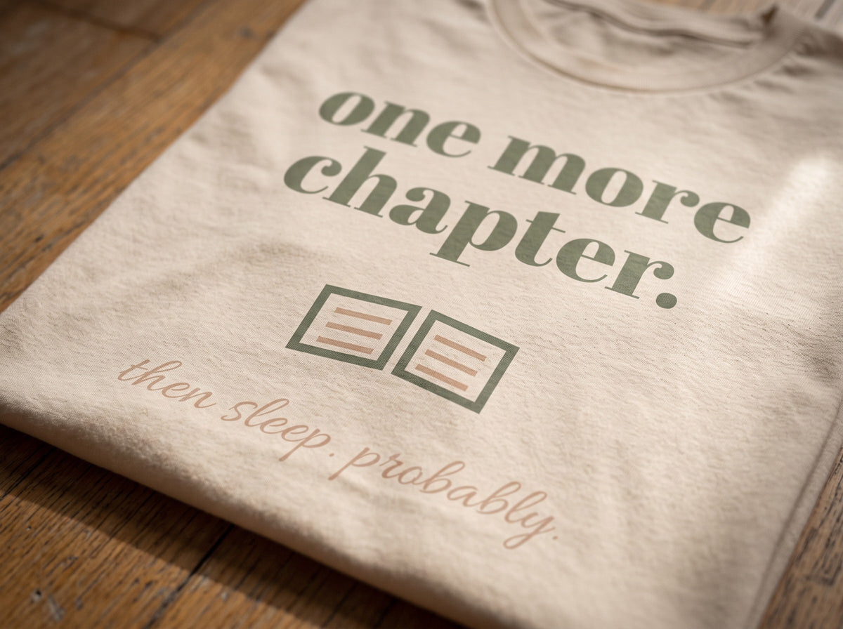 One More Chapter Tee, the print up close