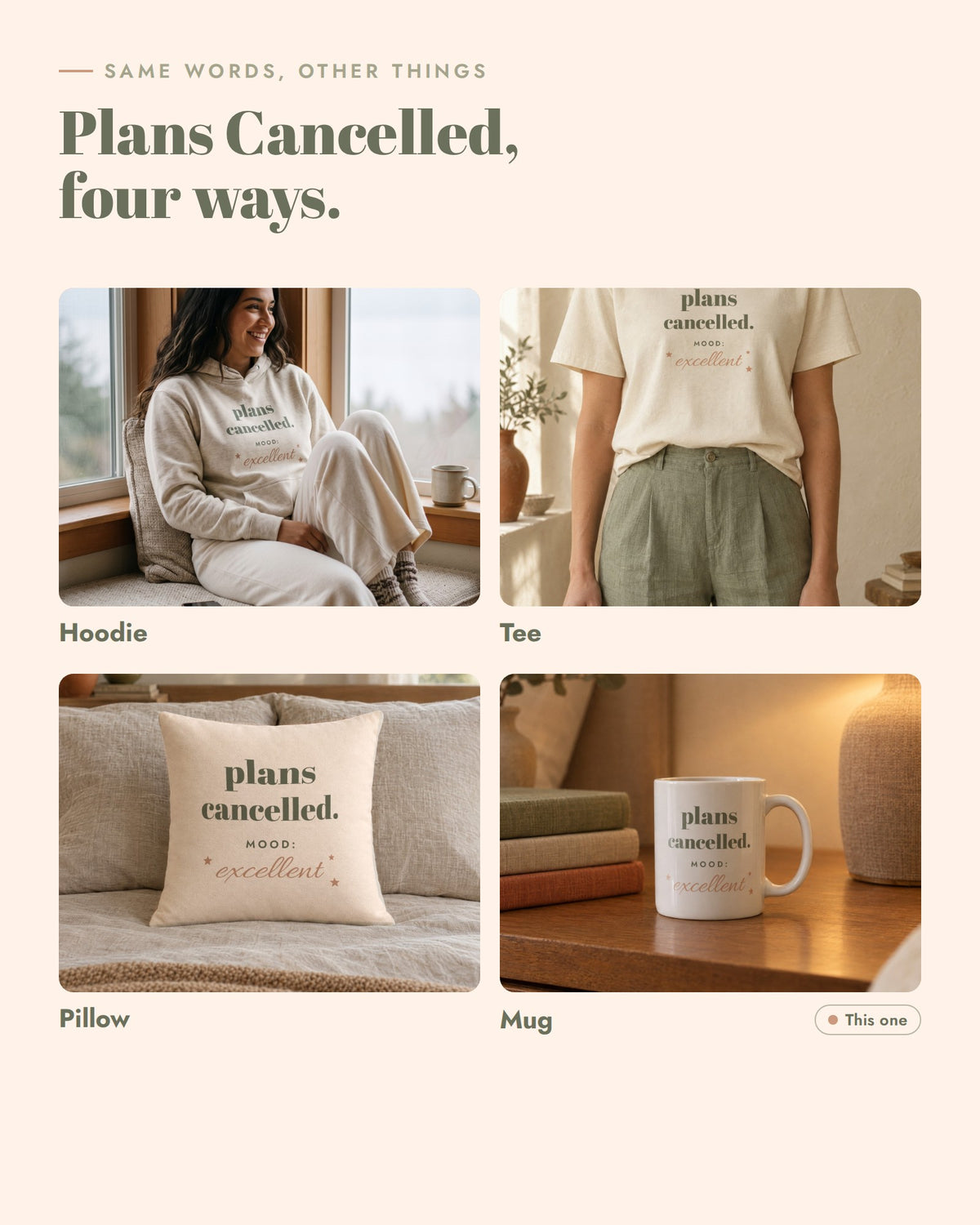 Plans Cancelled on other things, Hoodie, Tee, Pillow, Mug