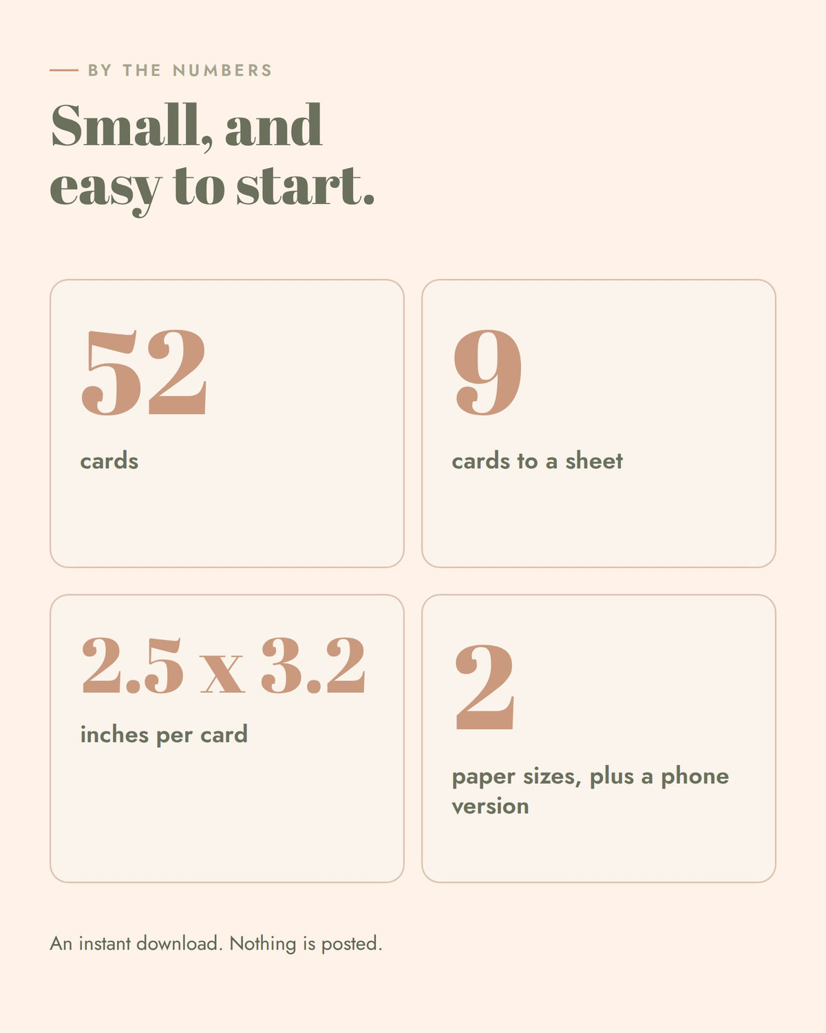 Pocket Pep-Talk Cards: 52 cards, 9 to a sheet, 2.5 x 3.2 in each, US Letter, A4 and a phone version
