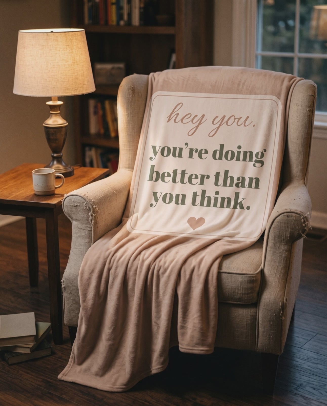 Hey You Throw, a short clip of it draped over an armchair by lamplight