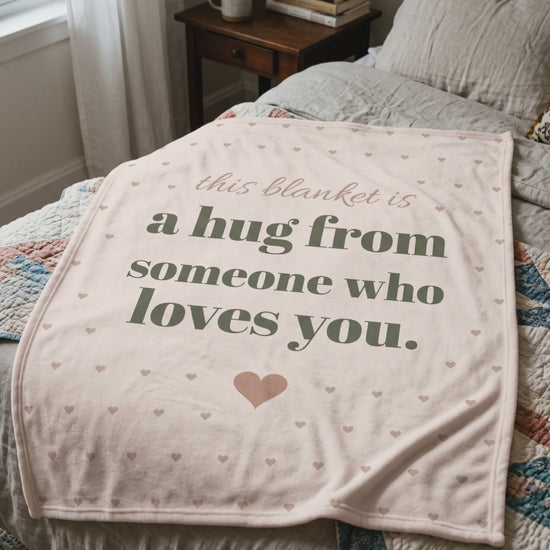 This Blanket Is a Hug Throw, a short clip of smoothing it over the end of a bed
