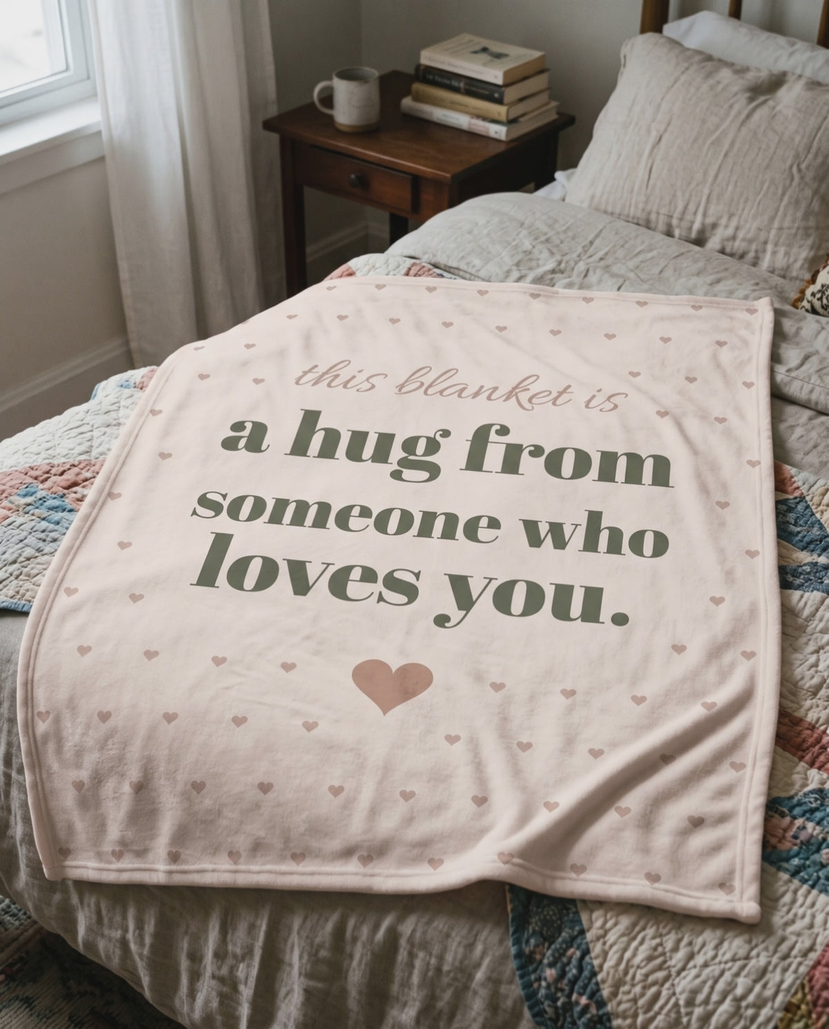 This Blanket Is a Hug Throw, a short clip of smoothing it over the end of a bed