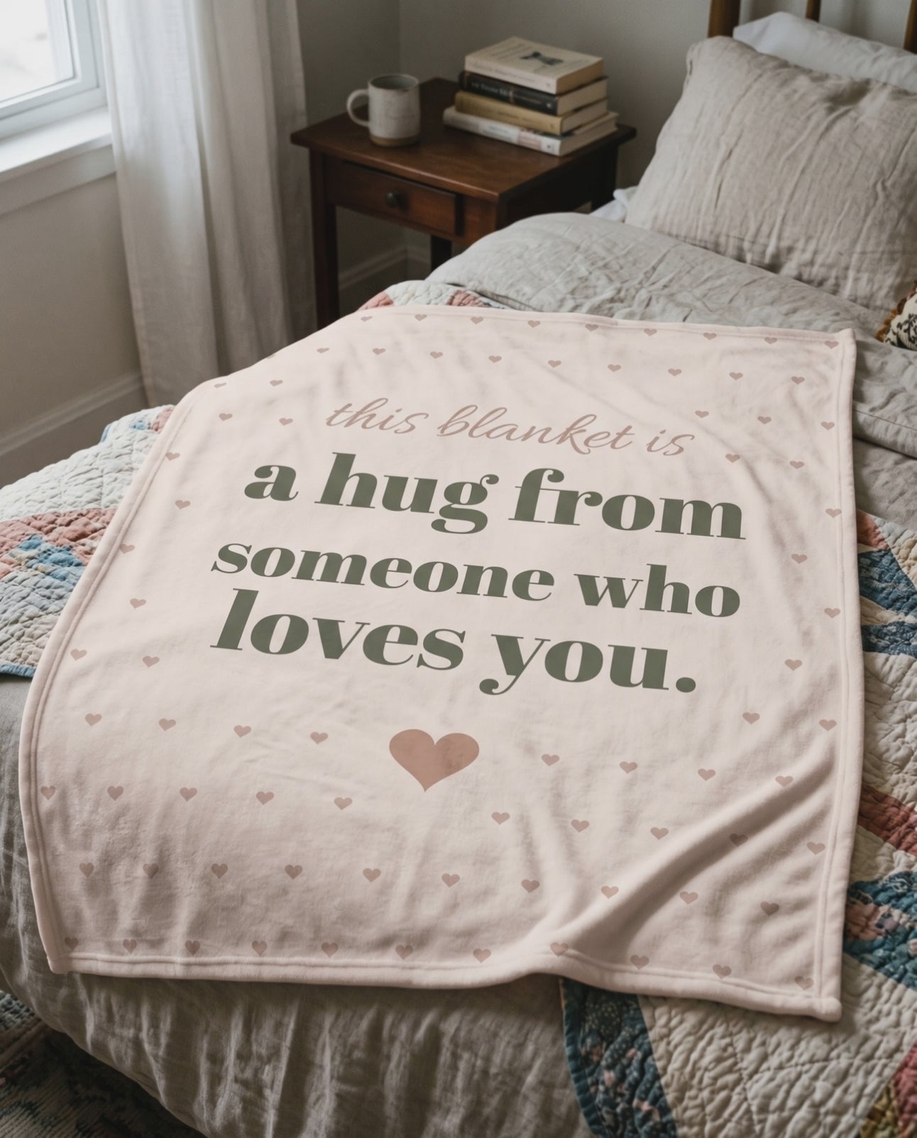 This Blanket Is a Hug Throw, a short clip of smoothing it over the end of a bed