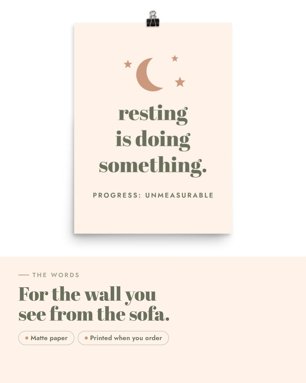 Resting Is Doing Something Print, the design up close