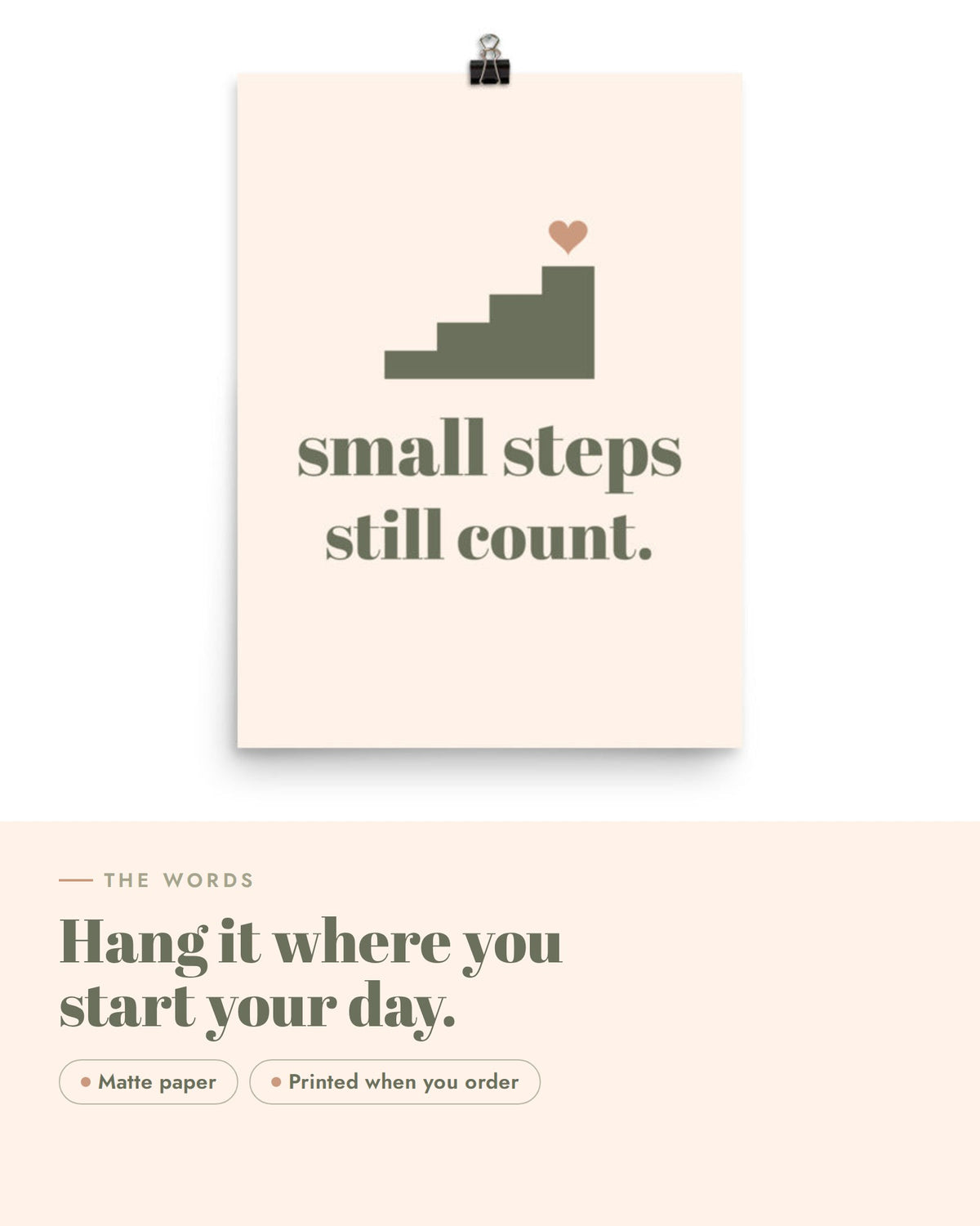 Small Steps Still Count Print, the design up close