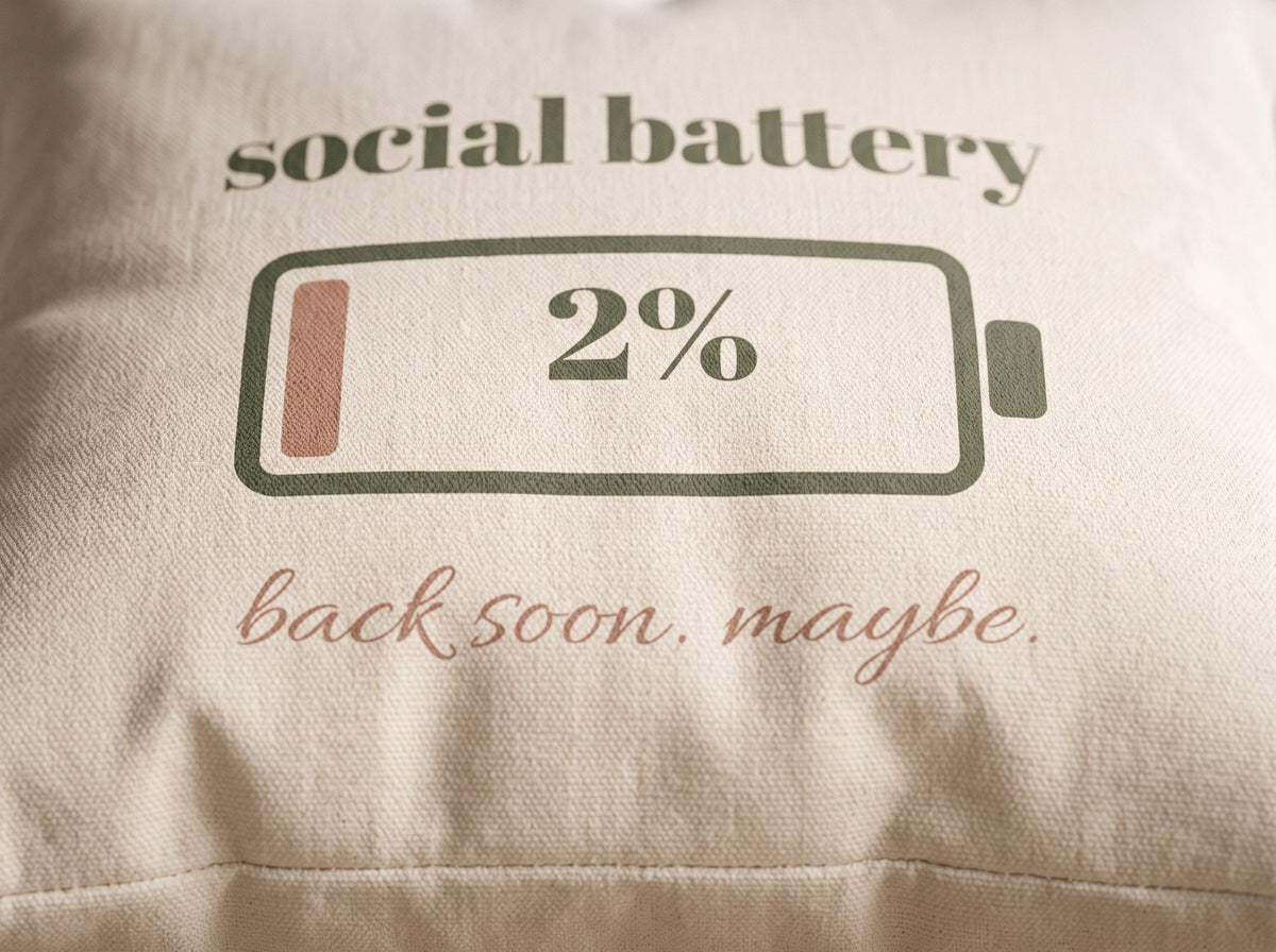 Social Battery Pillow, the print up close