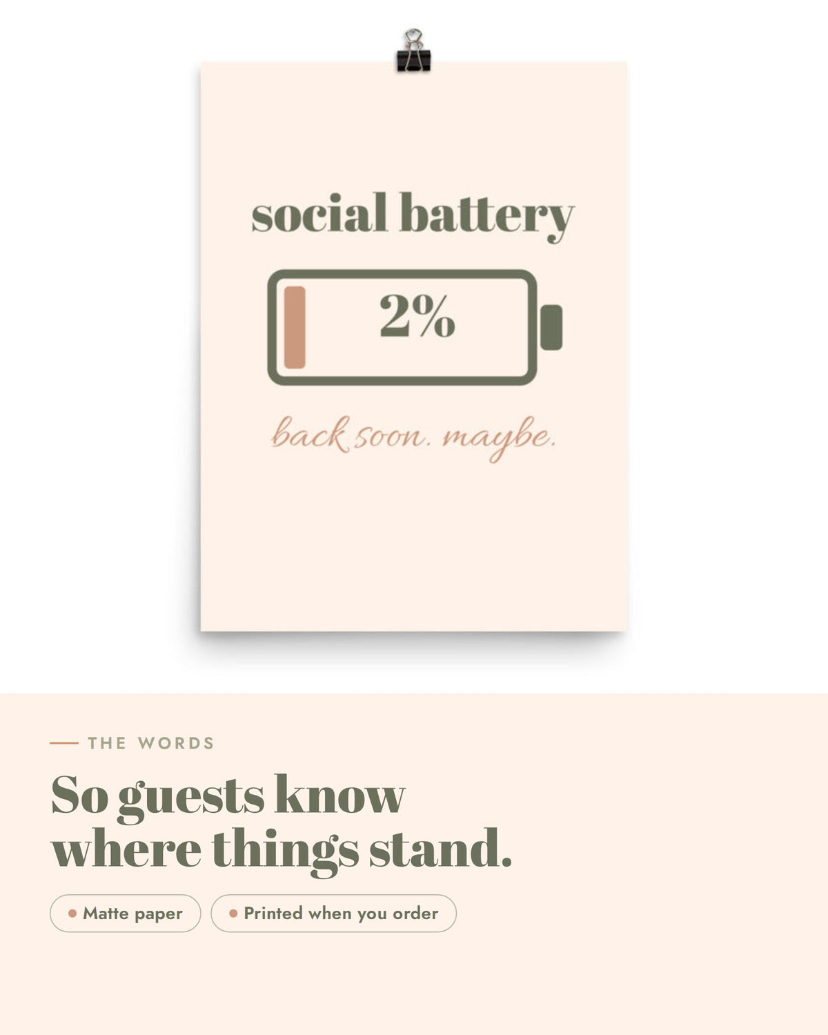 Social Battery Print, the design up close