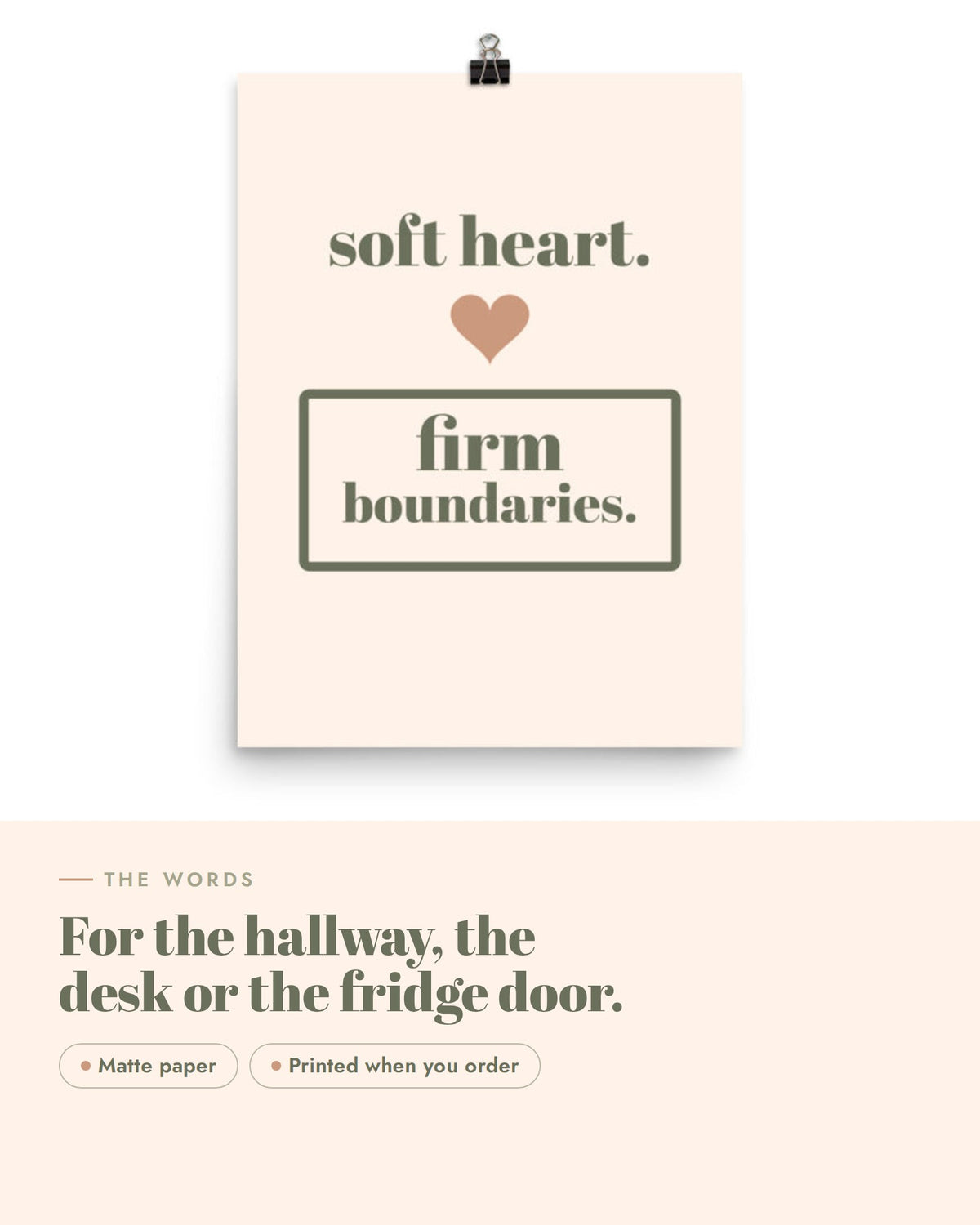 Soft Heart, Firm Boundaries Print, the design up close