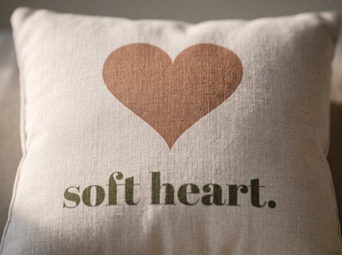 Soft Heart Pillow, the print up close