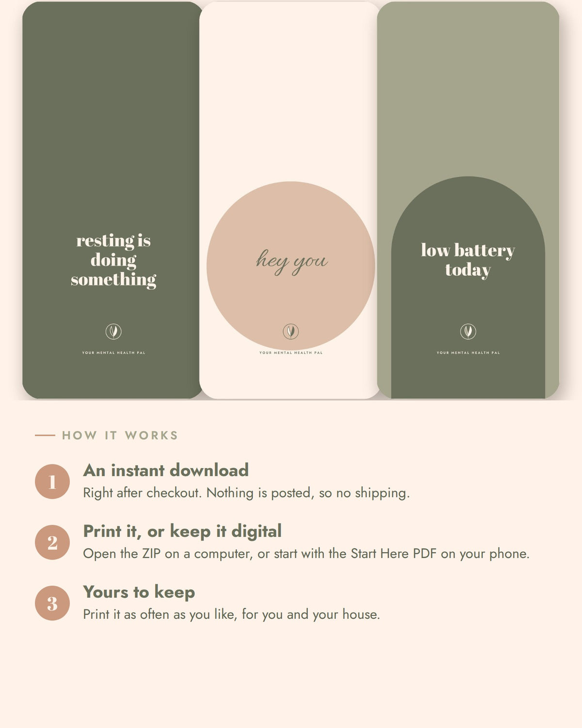 The Cozy Collection: an instant download, nothing is posted. Open the ZIP on a computer, or start with the Start Here PDF on your phone