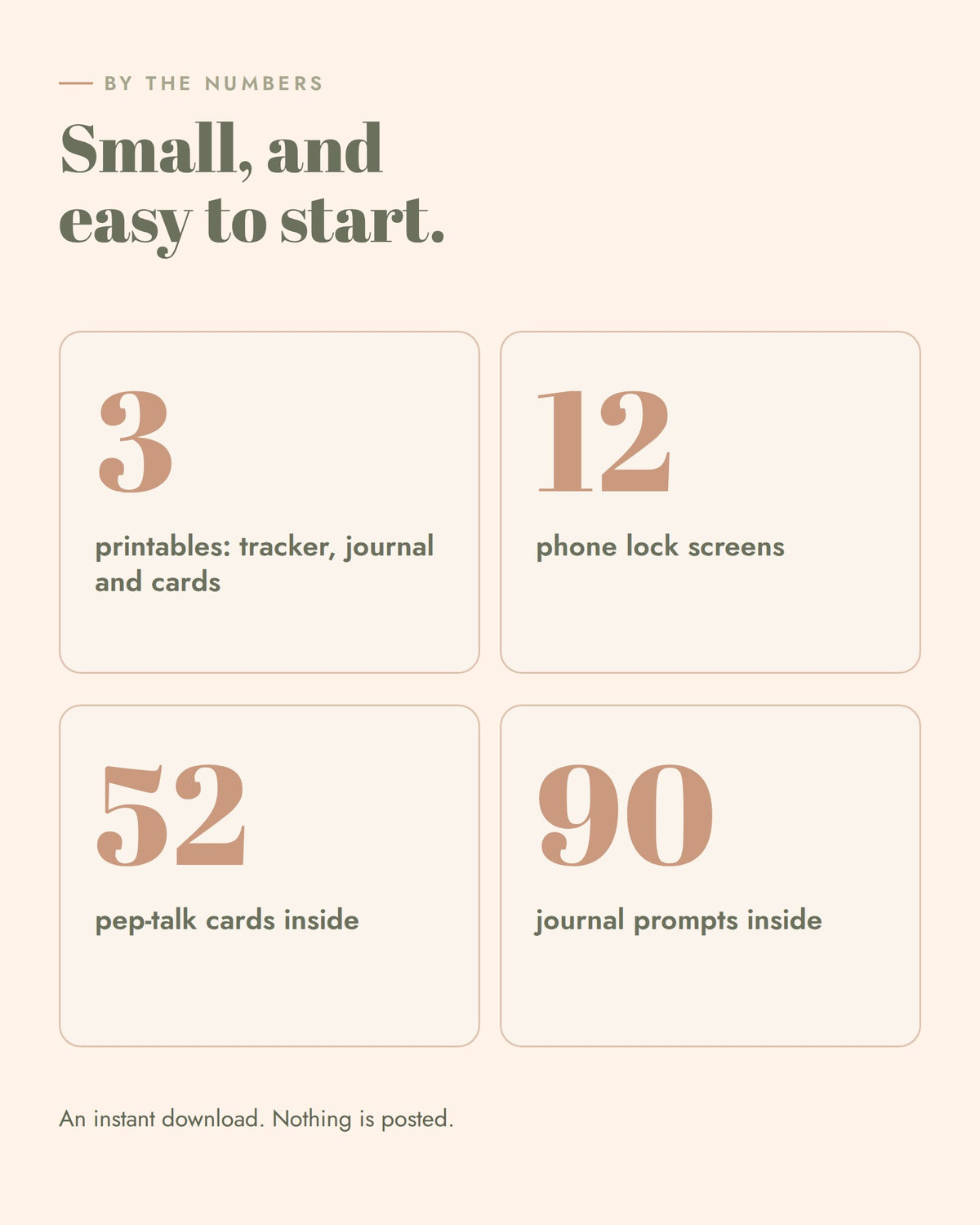 The Cozy Collection: 3 printables, 12 phone lock screens, 52 pep-talk cards and 90 journal prompts, all in one ZIP