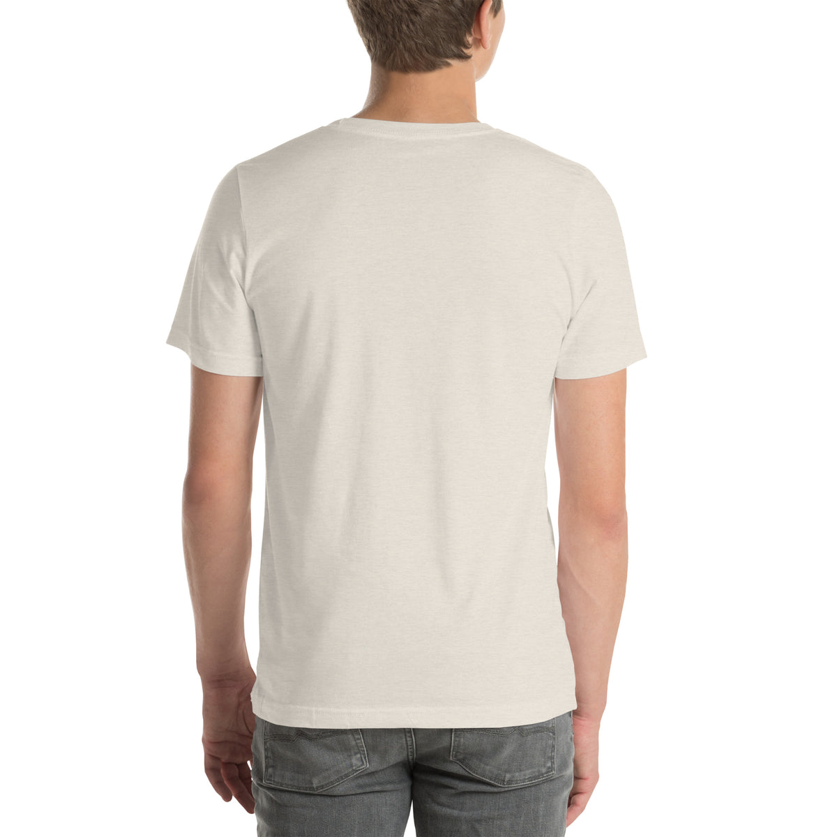 One More Chapter Tee in Heather Dust, worn by a model, seen from the back